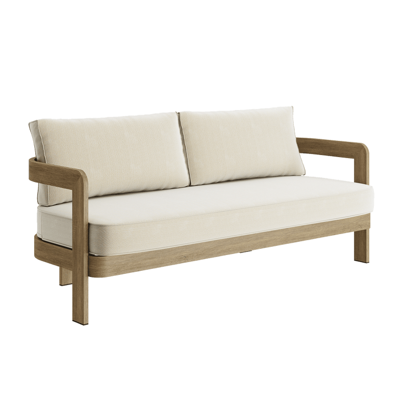 N3 Oak Three Seater Sofa Cirrus Textured Weave